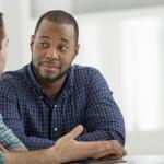 Someone listening to the other person during a conversation