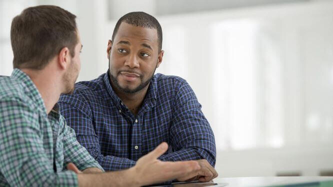 Someone listening to the other person during a conversation